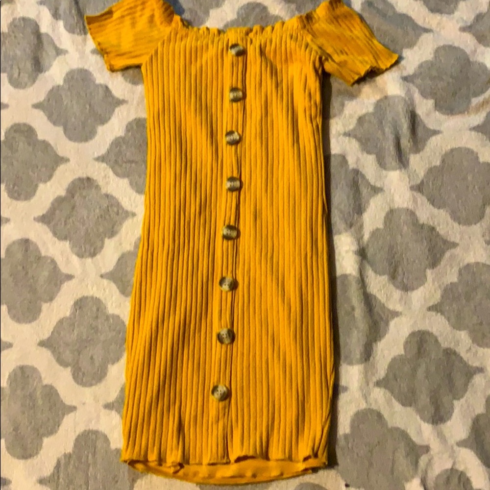 Yellow off the shoulder dress